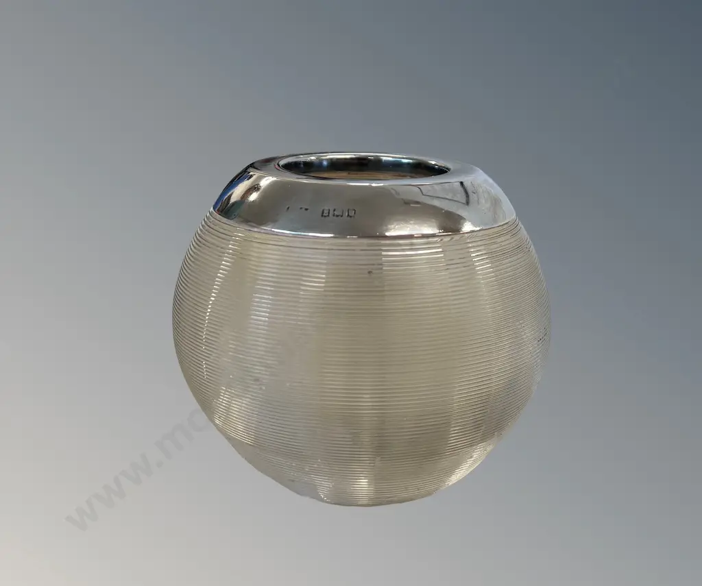 Sterling Silver Mounted and Glass Match Striker Image 1++