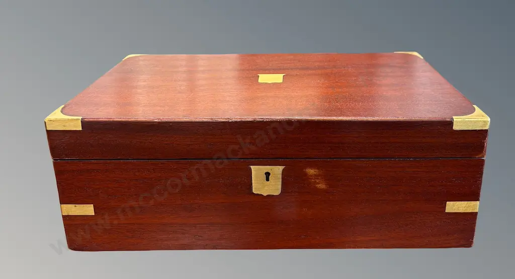 Brass Bound Mahogany Writing Box, L40xW23.5xH14cm Image 1++