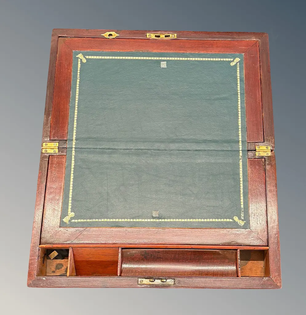 Brass Bound Mahogany Writing Box, L40xW23.5xH14cm Image 1++