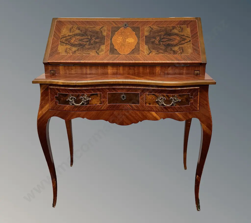 Walnut Bureau Writing Desk with Hinged Surface – Most likely late 19th century, Louis XVI revival style, L77xH97xD43cm Image 1++