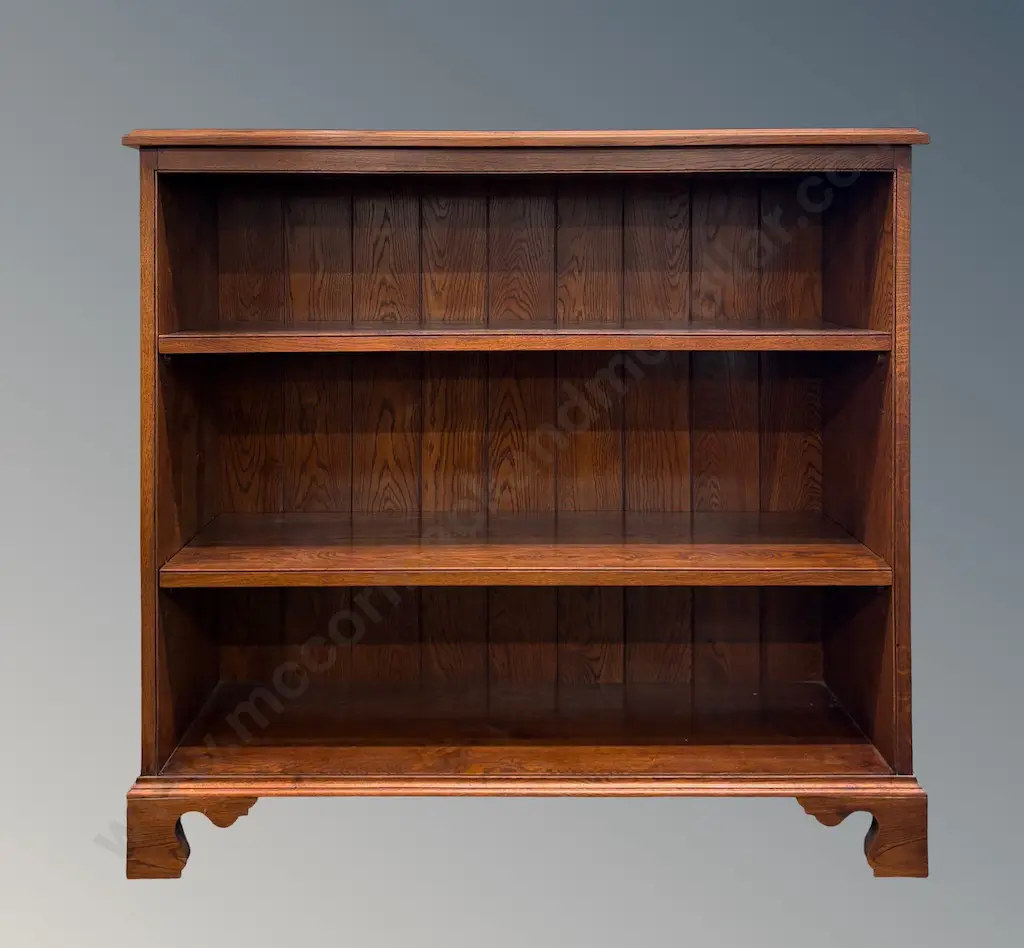 Oak Three Shelf Bookcase L120xH112xD40cm Image 1++