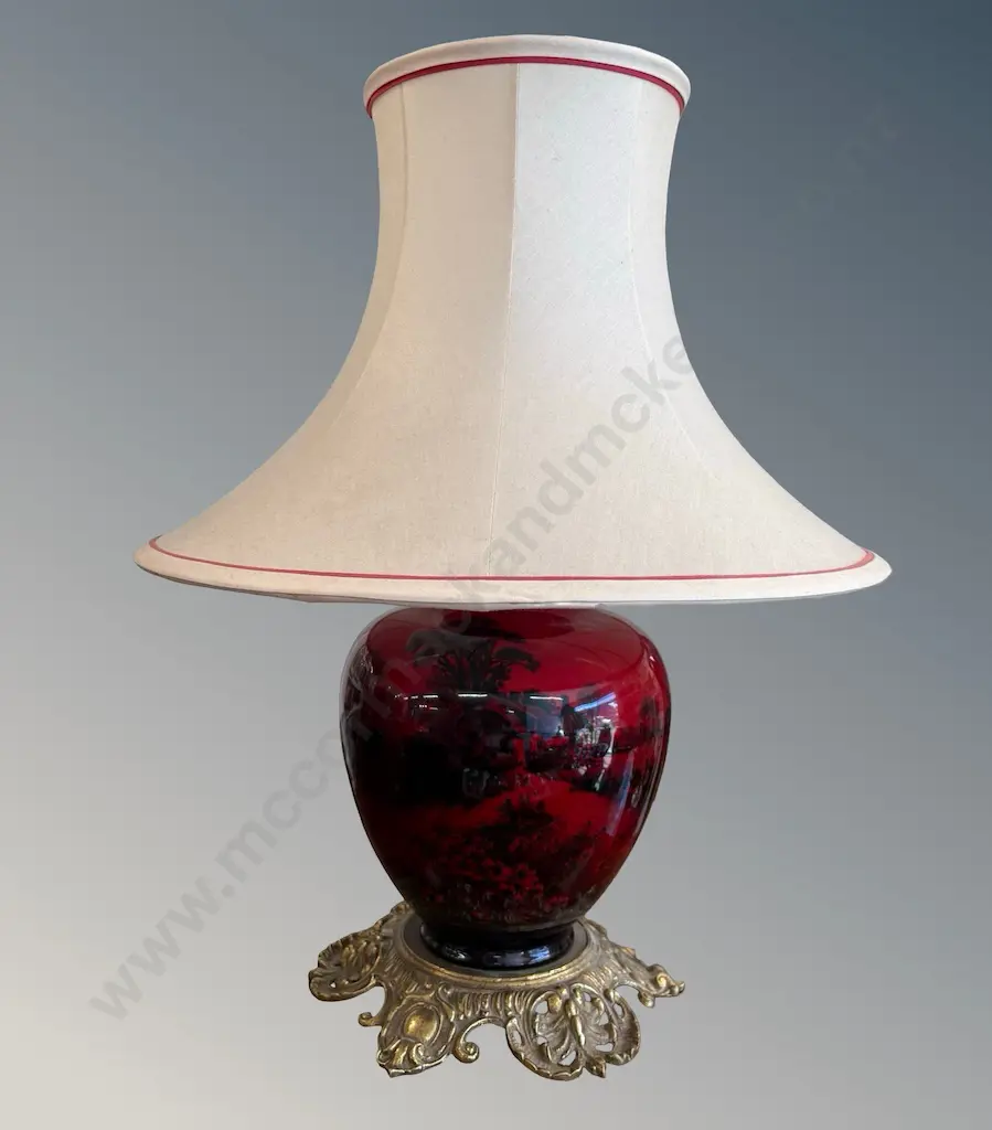 Royal Doulton Flambe Lamp with Brass Base H58cm Image 1++