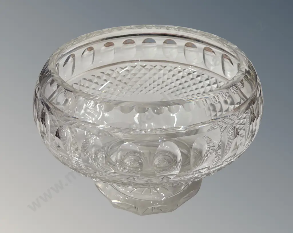Large Footed Crystal Punch Bowl, small chips to edge H17x23cm Image 1++