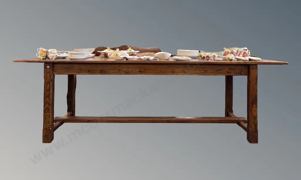 Elm 3 Plank Refectory Dining Table, L249xW78.5xH75cm Image 1++