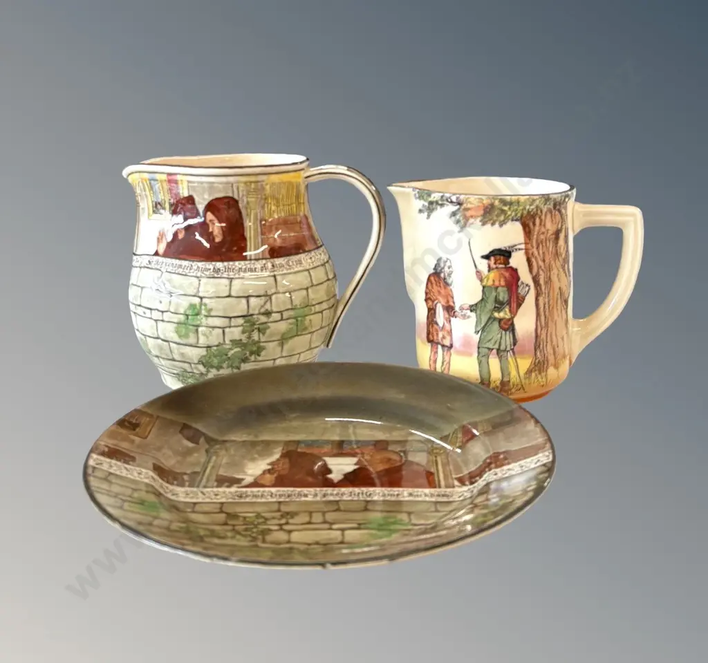 Royal Doulton - Under the Greenwood Tree Jug, Jackdaw of Rheims Jug and Plate Image 1++