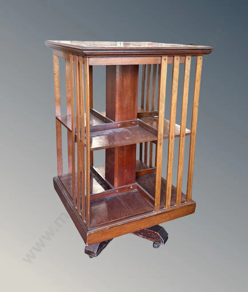 Mahogany Revolving Bookcase, H86x51x51cm Image 1++