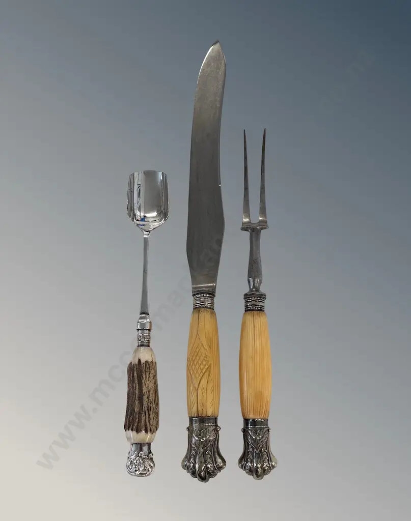 Bone Handled Stilton Scoop, Carving Knife and Fork Image 1++