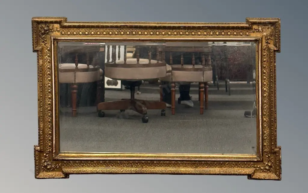 Gilded Florentine Over-Mantle Mirror Early 19th century H77xL120cm Image 1++