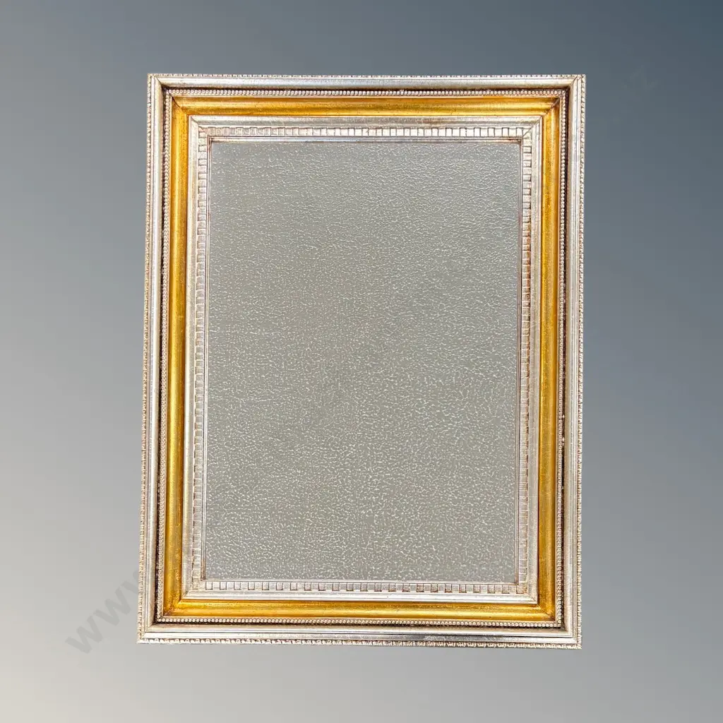 Gold and Silver Beveled Edge Mirror with Beaded Inner Edge H87xL66cm Image 1++