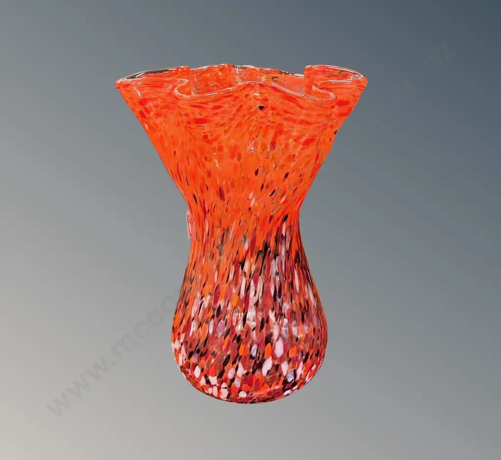 Orange Splatter Glass Handkerchief Vase H19cm Image 1++