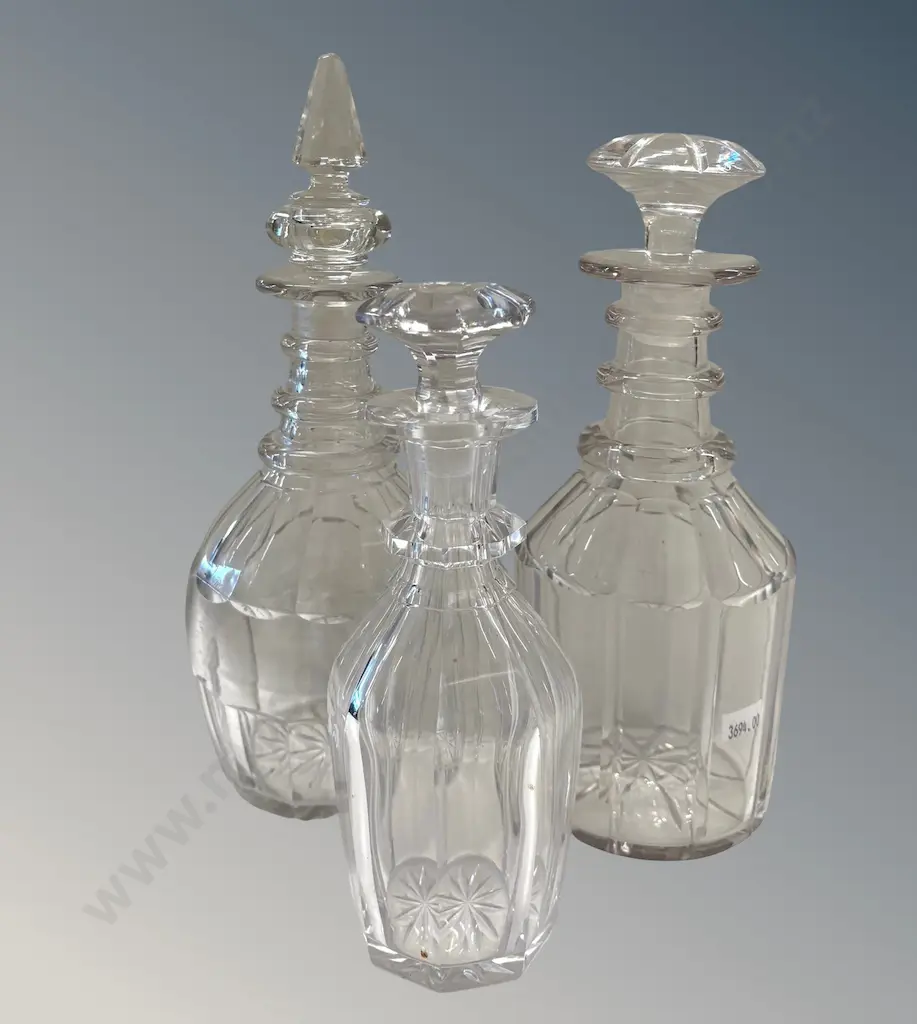 Three Cut Glass Decanters Image 1++
