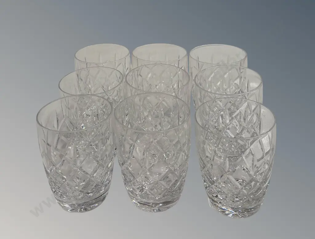 Set of 9 Cut Crystal Tumblers H9.5cm Image 1++
