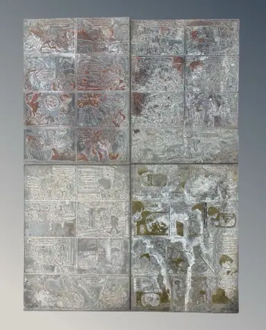 Four French Metal Comic Printing Plates - 25.5x18.5cm ea Image 1++