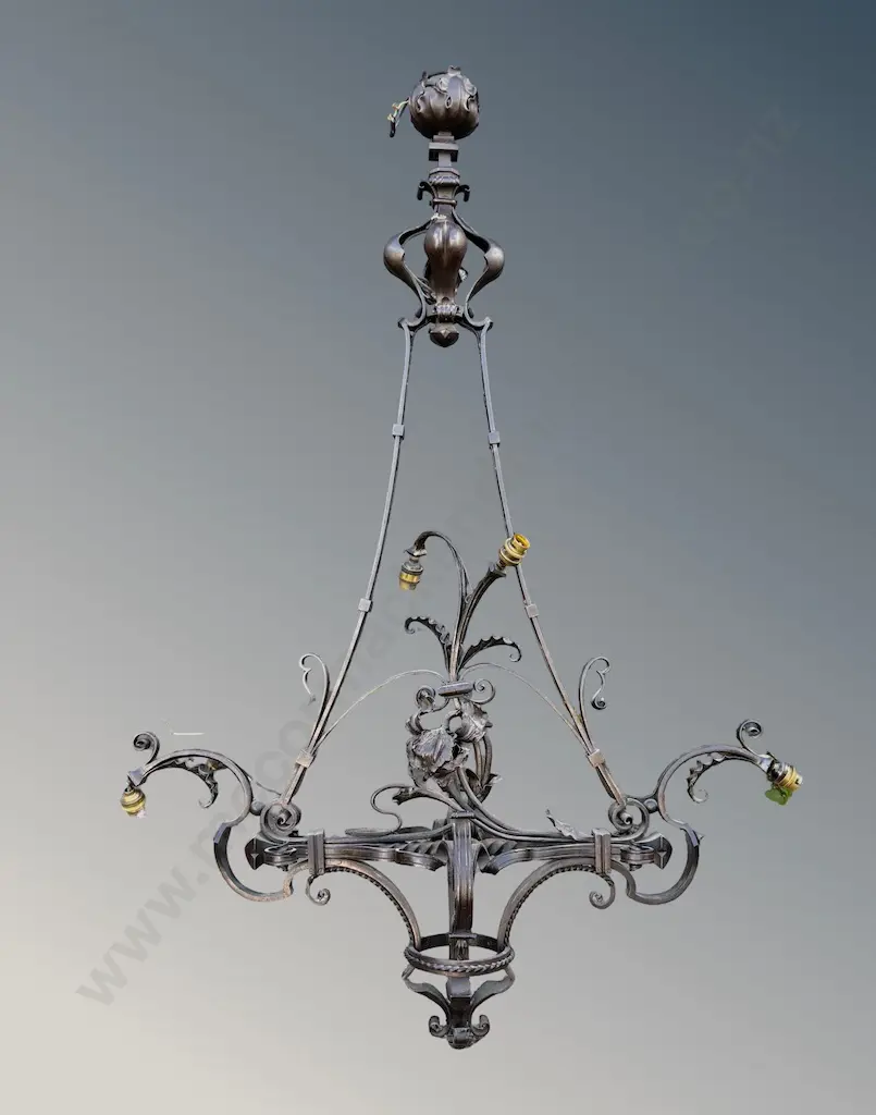 Ornate Metal 4 Branch Light Fitting, H123xW90cm Image 1++