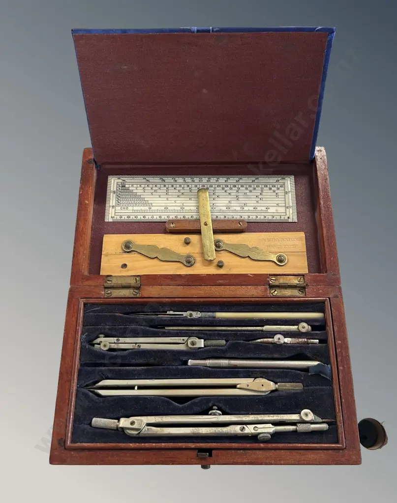 Mahogany Boxed Draftsman's Set, L20cm Image 1++