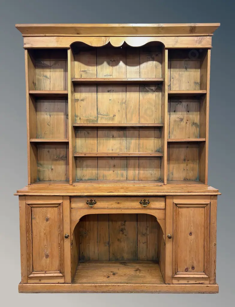 Baltic Pine Hutch Dresser with Two Paneled Doors, Single Drawer and Shelving L152xH204xD41cm Image 1++