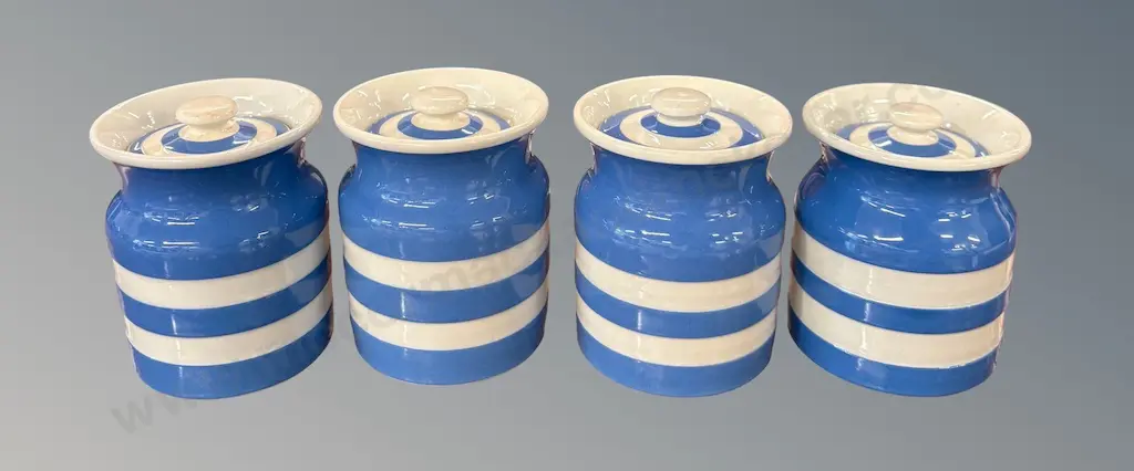 Four Small TG Green Cornish Kitchenware Cannisters H9cm Image 1++