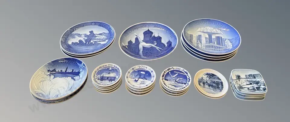 Collection of Royal Copenhagen Plates and Small Dishes - Olympia, Year Plates, Town Scenes etc Image 1++