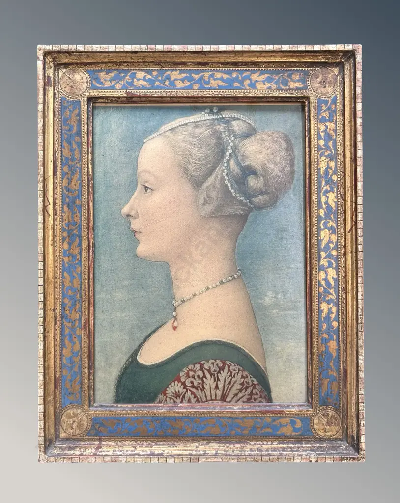 Gilt Framed Portrait of a Woman by Pollaol, 240x160mm Image 1++