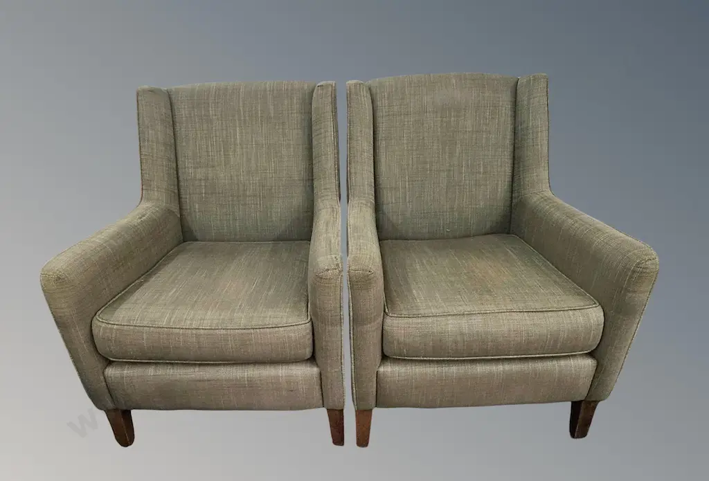 Pair of Mokum Upholstered Wing Chairs H92xL66cm Image 1++