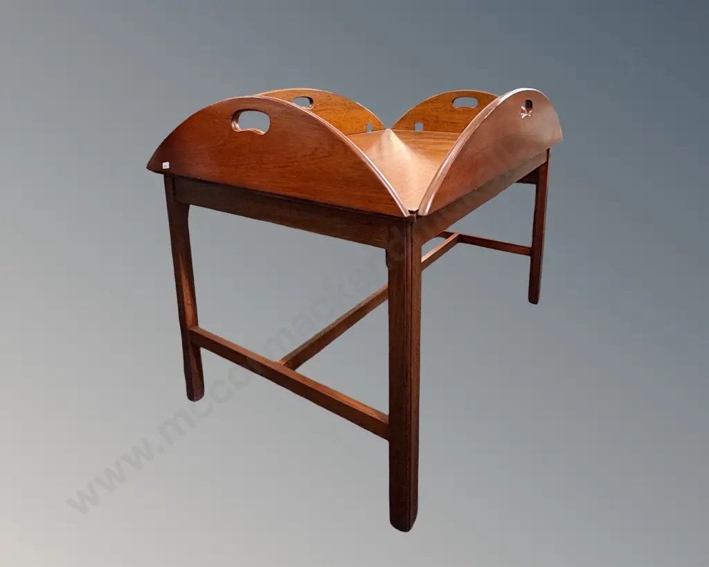 Mahogany Folding Butlers Tray, L117xW90xH53cm Image 1++
