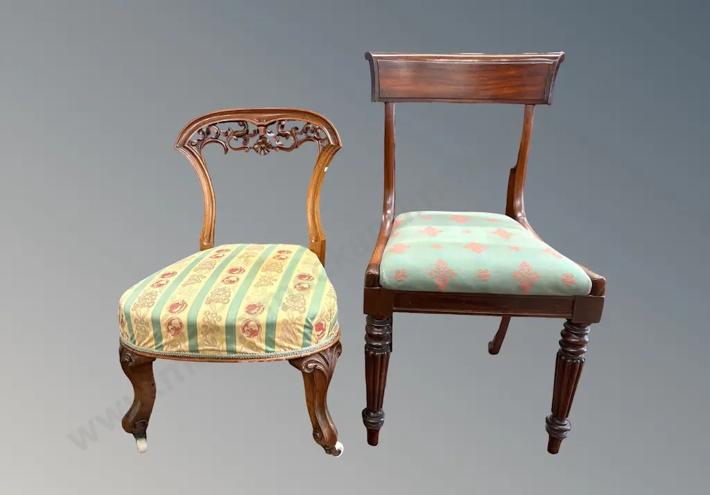 Mahogany Blade Back Occasional Chair and Mahogany Carved Back Bedroom Chair Image 1++