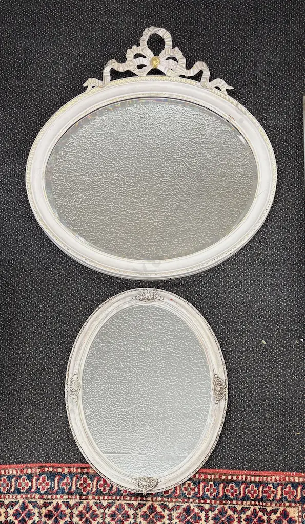 Two Cream and gilt Painted Wall Mirrors L57xH56cm and L46xW37cm Image 1++