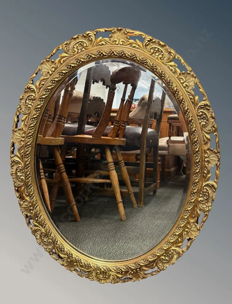 Ornate Gilded Oval Bevel Edge Mirror H76xW60cm Image 1++